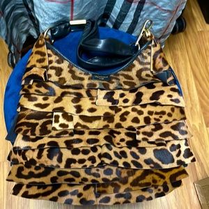YSL St Tropez Leopard Print Pony Hair Hobo